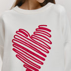 Damen Oversized Pullover mit Herzmuster R&B