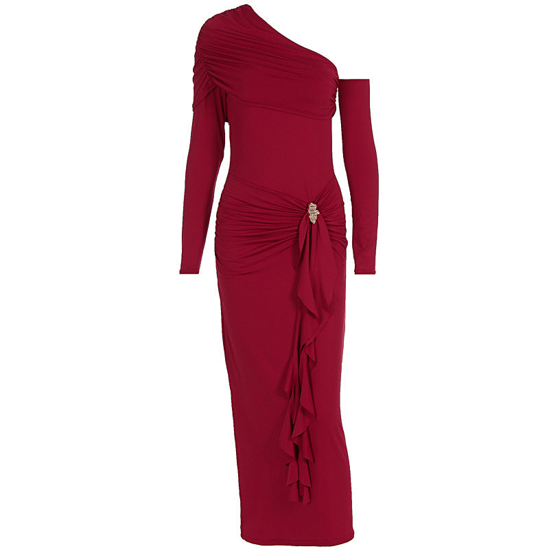 Damen elegantes Wickelkleid mit asymmetrischem Design und raffinierten Drapierungen R&B