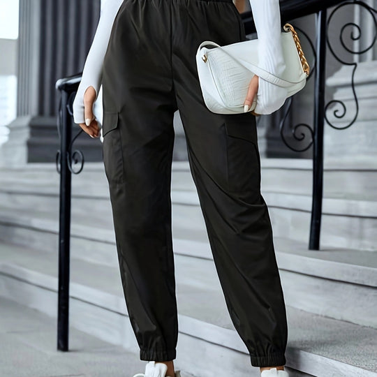 Damen Cargo-Hose im sportiven Design mit elastischem Bund und praktischen Taschen R&B