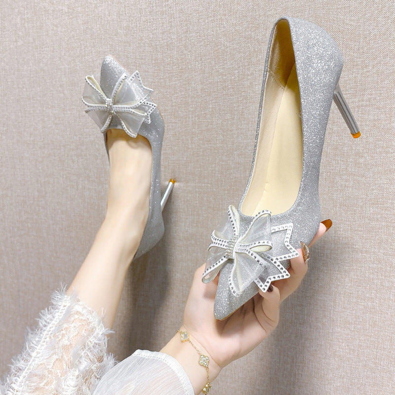 Damen Pumps mit funkelndem Schleifenakzent R&B