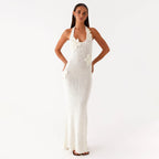 Damen häkel Maxi-Kleid mit floralem Design R&B