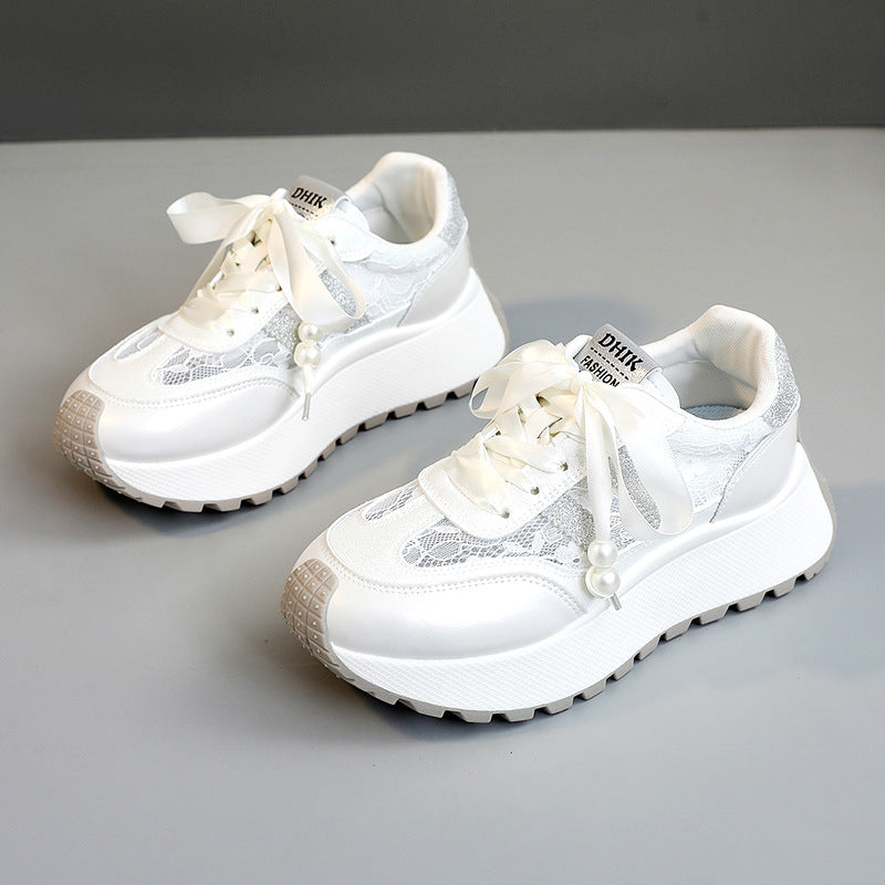 Damen Gemusterte Plateau-Sneaker mit eleganten Schnürdetails R&B