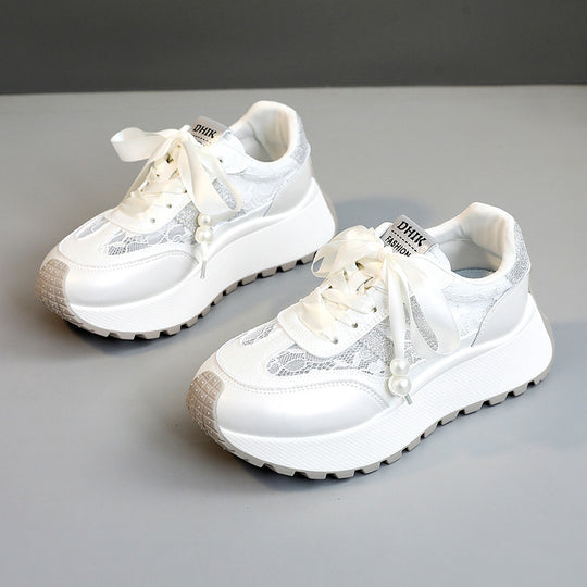 Damen Gemusterte Plateau-Sneaker mit eleganten Schnürdetails R&B