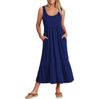 Damen Sommerliches Maxikleid mit praktischen Taschen und voluminösem Saum R&B