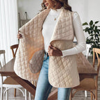 Damen Elegante Steppweste mit weitem Kragen und praktischen Taschen R&B