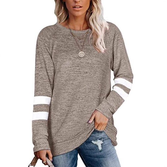 Damen lässiger Oversized Pullover mit sportlichen Streifendetails R&B