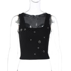 Damen Crop-Top mit auffälligem Ringdetail R&B