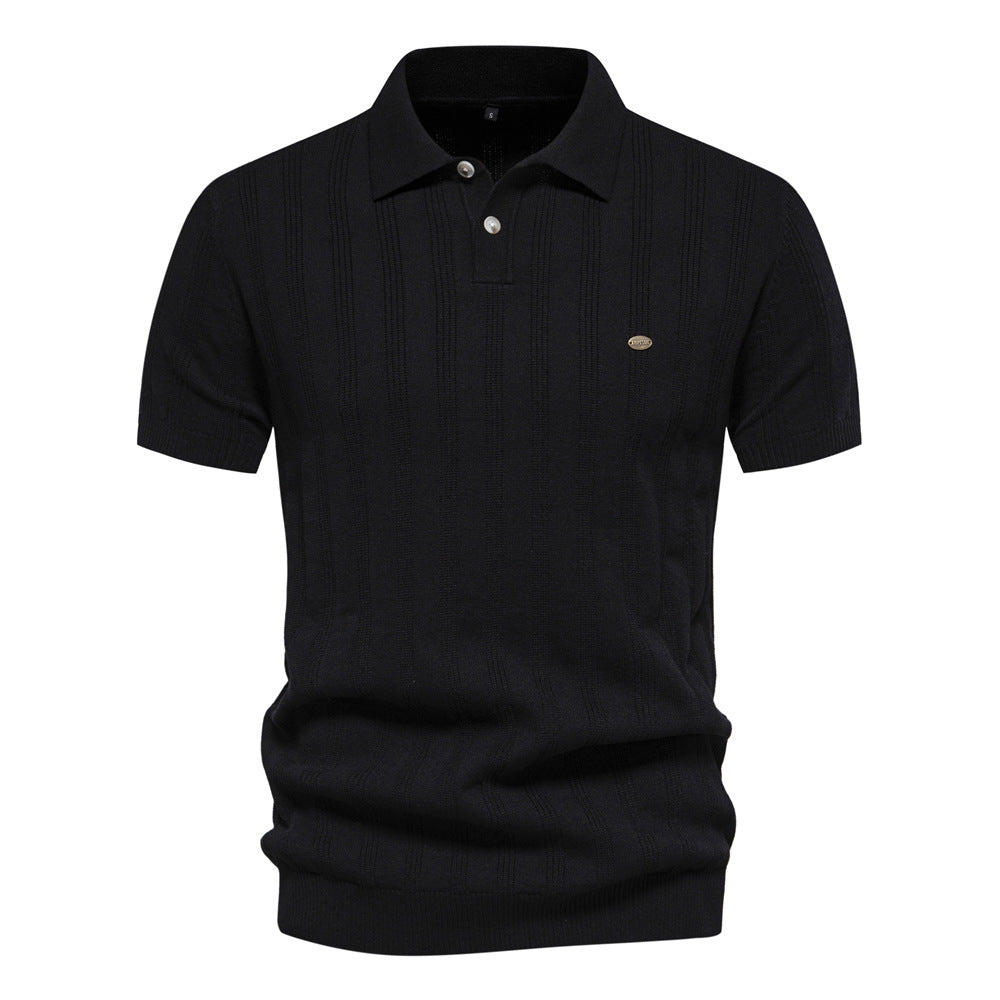 Herren Kurzarm Polo-Shirt mit strukturiertem Streifenmuster R&B