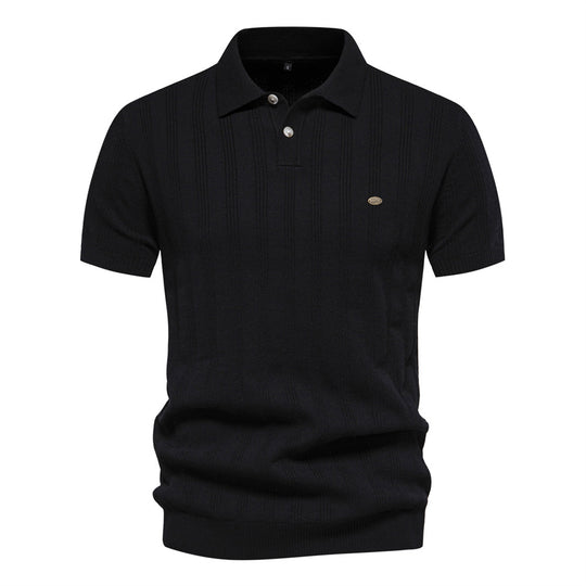 Herren Kurzarm Polo-Shirt mit strukturiertem Streifenmuster R&B