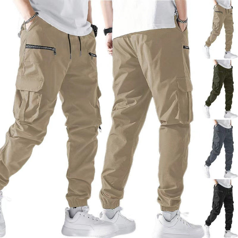 Herren nan schlanke Cargo-Jogger mit mehrfachen Reißverschlusstaschen, elastischem Knöchelbund und Tunnelzug R&B