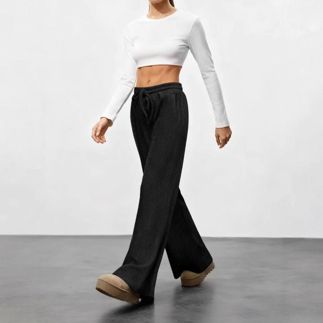 Damen Weit geschnittene Strickhose mit elastischem Bund R&B