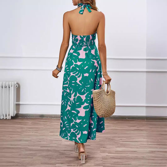 Damen Maxi-Bustierkleid mit floralen Akzenten und elastischem Oberteil R&B