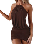 Damen elegantes Minikleid mit schickem Ringverschluss R&B