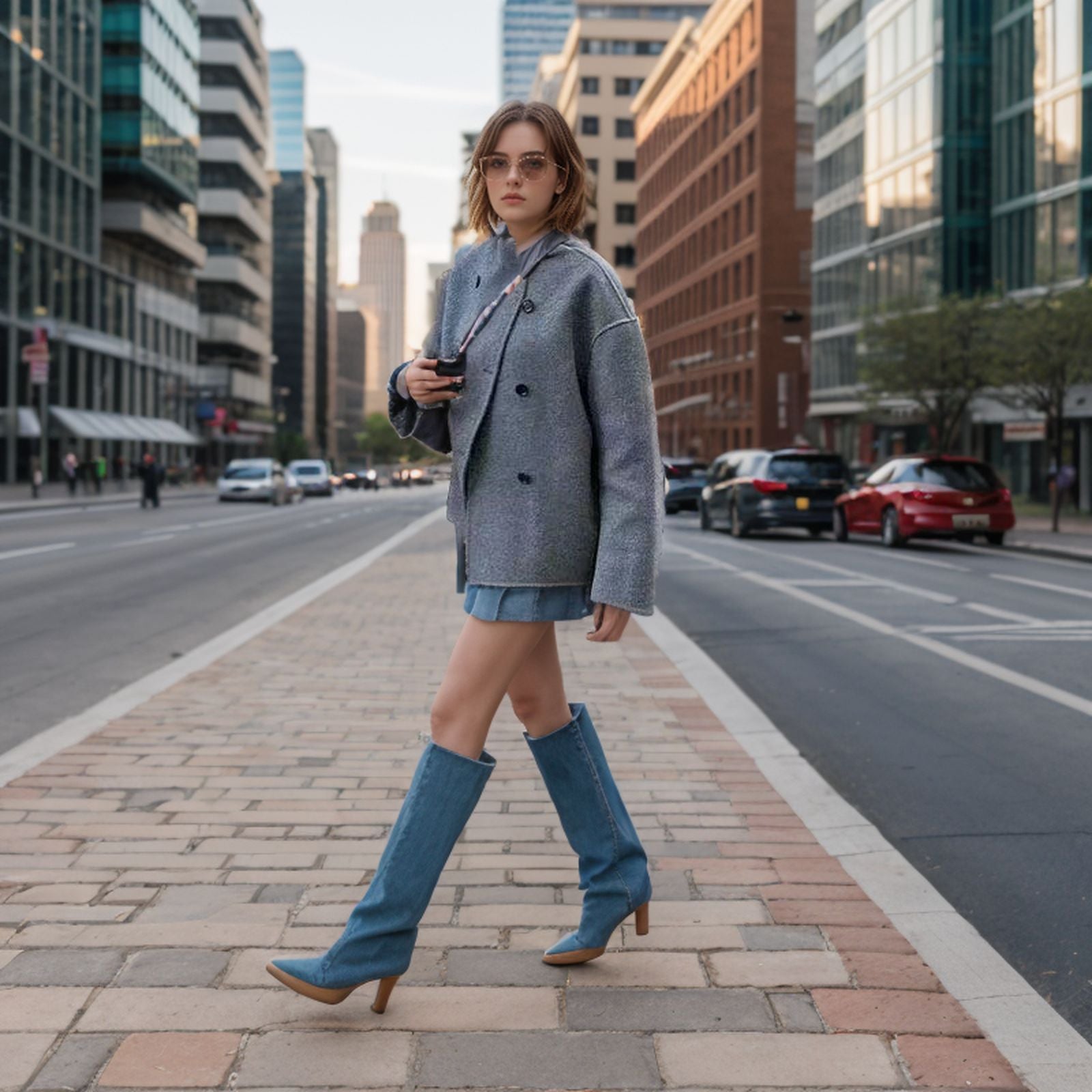 Damen elegante Oversize-Jacke mit doppelter Knopfreihe und strukturierter Textur R&B
