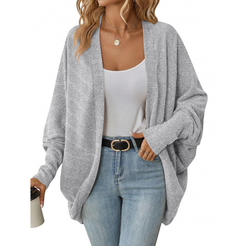 Damen lässige Strickjacke mit oversized Schnitt und lässigen Ärmeln R&B