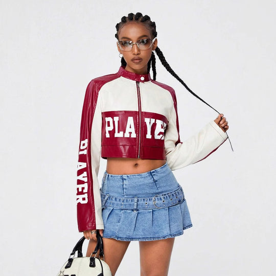 Damen cropped Jacke mit sportiven Akzenten R&B