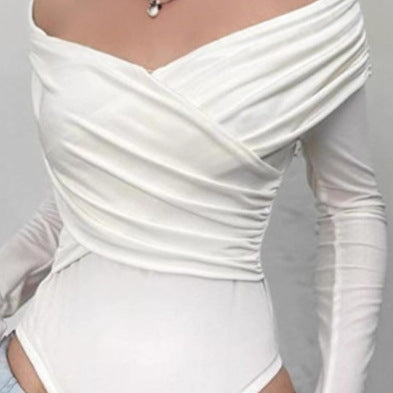 Damen Body mit schulterfreiem Design und drapierten Ärmeln R&B
