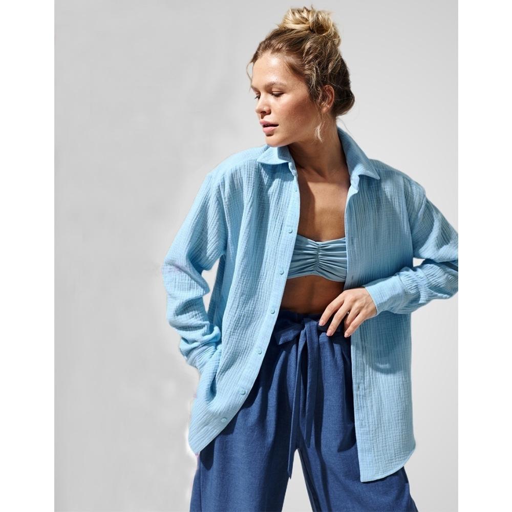 Damen Lässige Bluse im leichten Karo-Design mit langem Arm