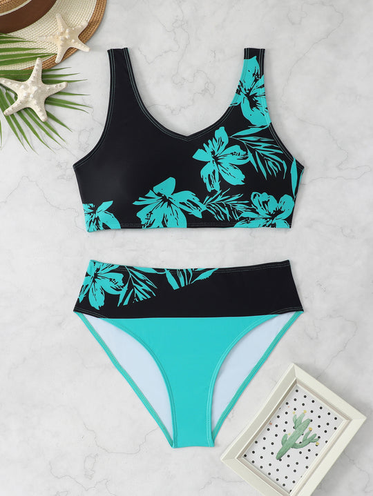 Damen Sportlicher Bikini mit floralem Design R&B