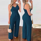 Damen Jumpsuit mit breiten Beinen und Schärpe R&B