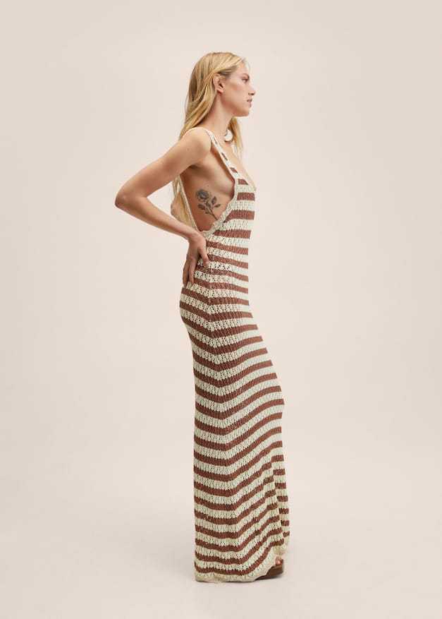 Damen Maxikleid mit gehäkeltem Muster R&B