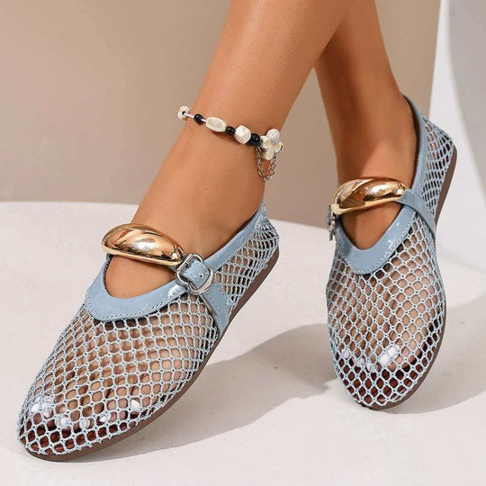 Damen Stilettos mit netzartigem Obermaterial und moderner Schnallenapplikation R&B