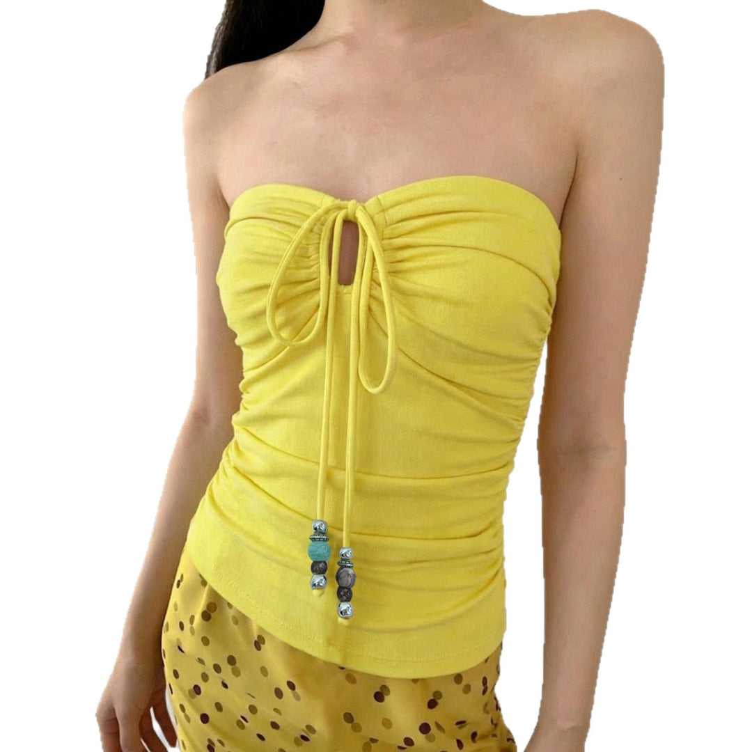 Damen Bandeau-Top mit raffinierten Bindedetails und elegantem Raffungselement R&B
