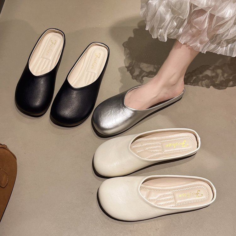 Damen modische Mules mit glänzendem Obermaterial R&B