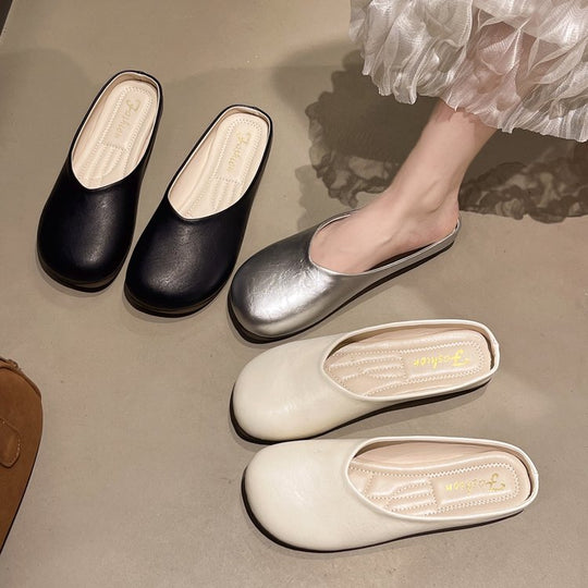 Damen modische Mules mit glänzendem Obermaterial R&B