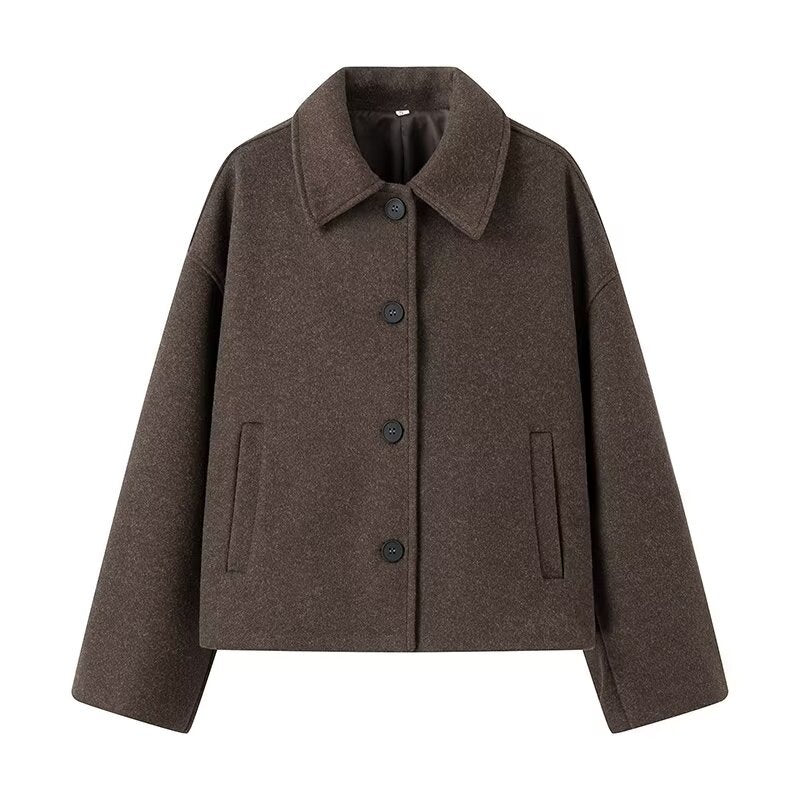 Damen cropped Wolljacke mit modernem Schnitt und praktischen Taschen R&B