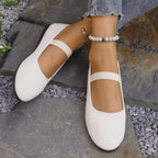 Damen Ballerinas mit verstellbarem Riemen und komfortablem Fußbett R&B