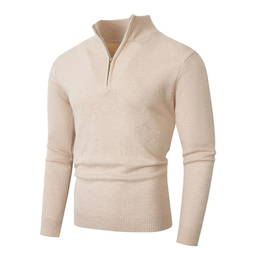 Herren Pullover mit modernem halben Reißverschluss und feiner Rippenstruktur R&B