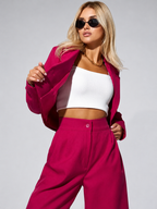 R&B Cropped Jacke & Tapered Pants Outfit Set für Frauen
