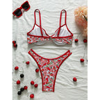 Damen Triangel-Bikini-Set mit floralem Muster und komfortablem Schnitt R&B