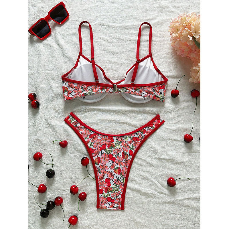 Damen Triangel-Bikini-Set mit floralem Muster und komfortablem Schnitt R&B
