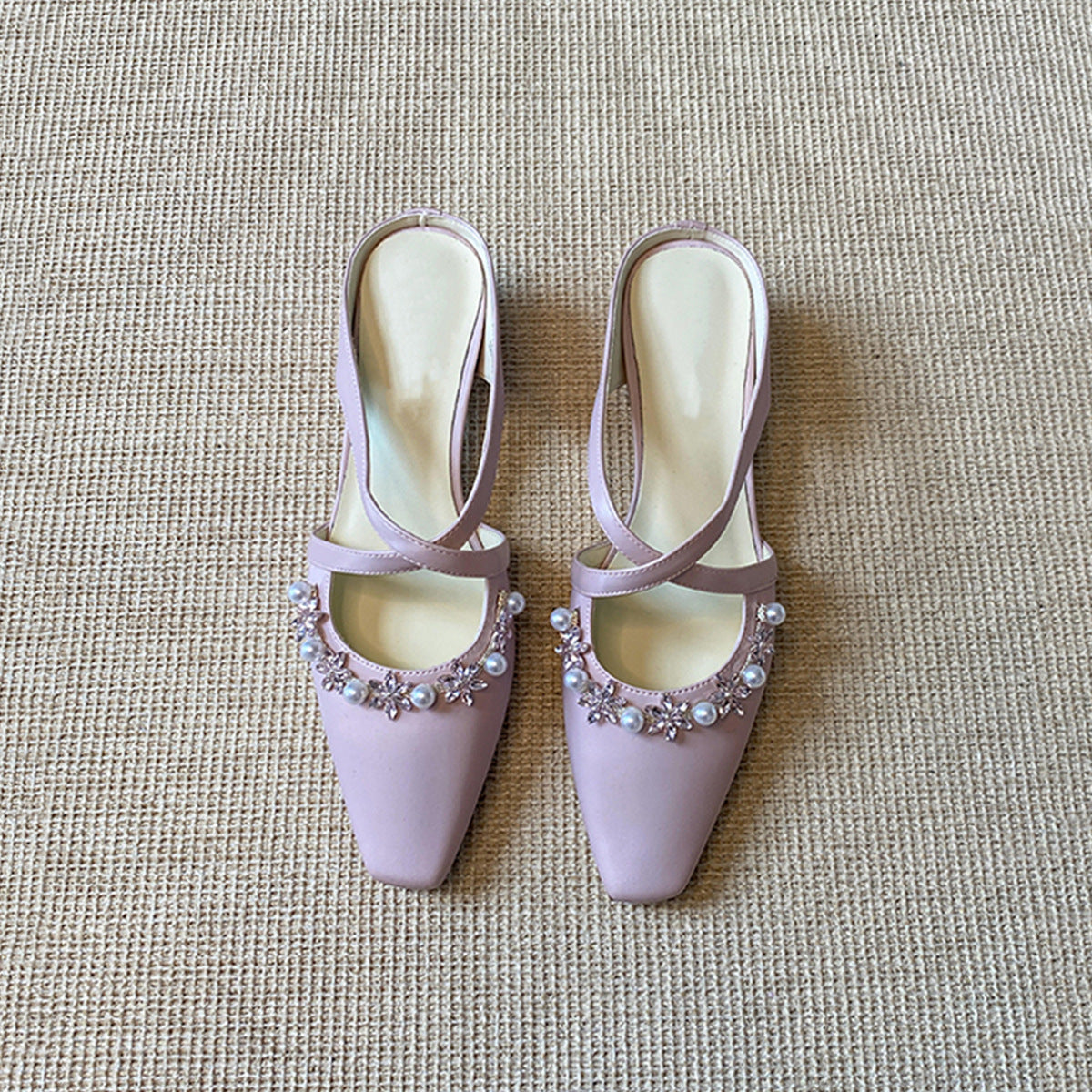 Damen Slingback-Pumps mit strassbesetztem Dekor