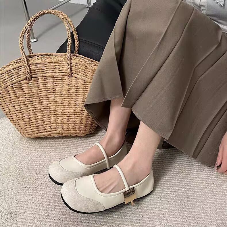 Damen elegante Ballerinas mit modischem Riemen und hochwertigen Obermaterialien R&B