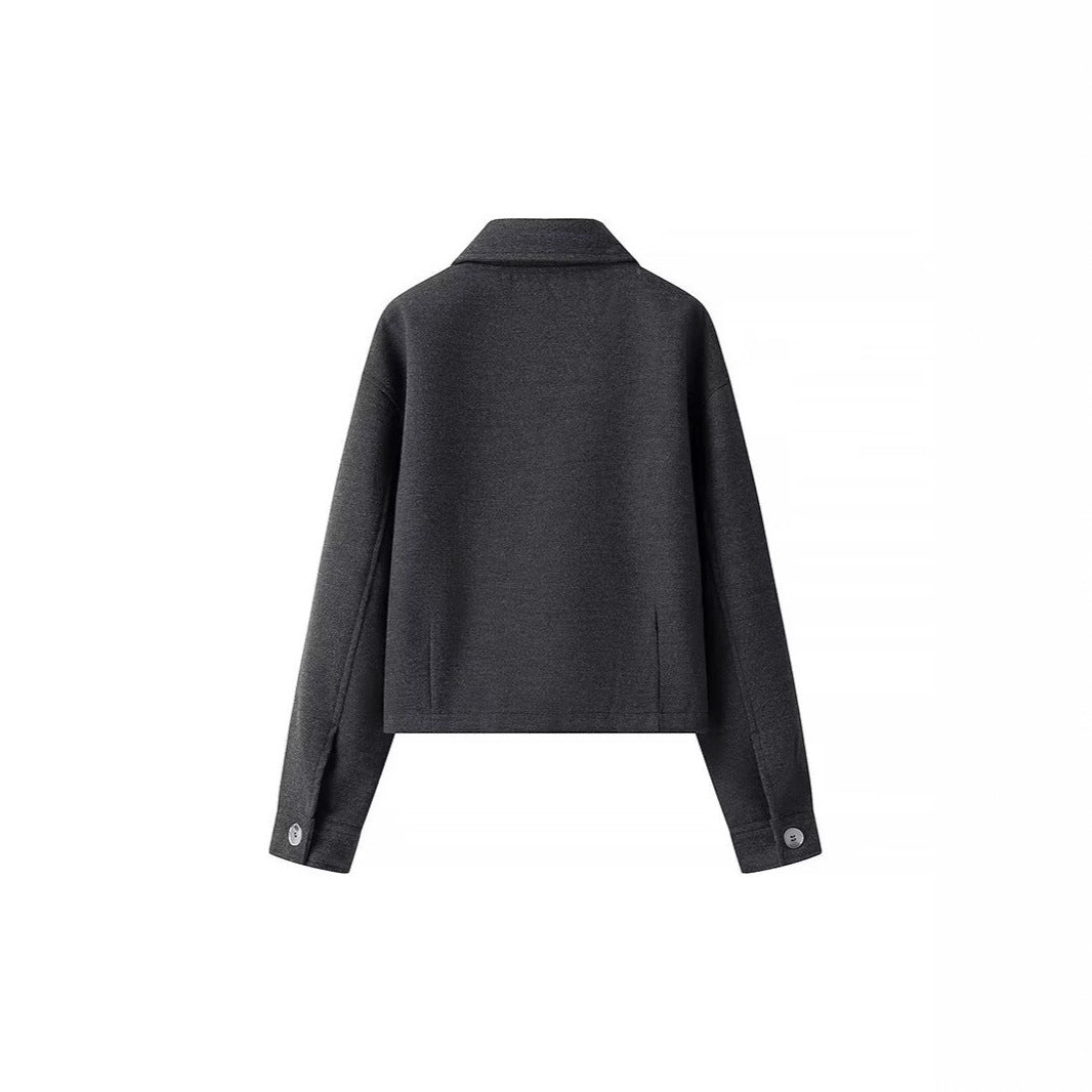 Damen lässige cropped Jacke mit praktischen Taschen und modernem Reißverschluss R&B