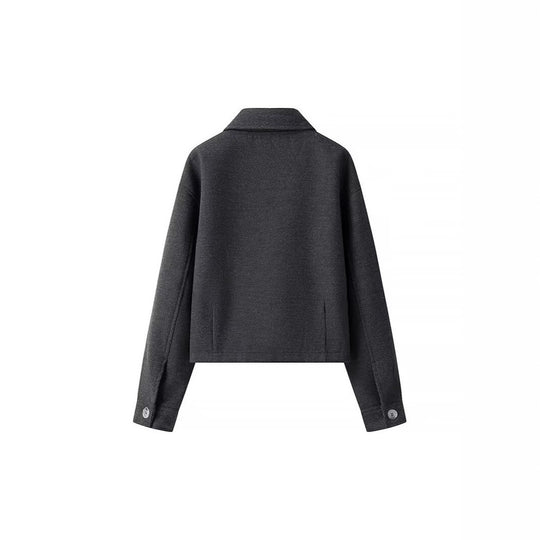 Damen lässige cropped Jacke mit praktischen Taschen und modernem Reißverschluss R&B