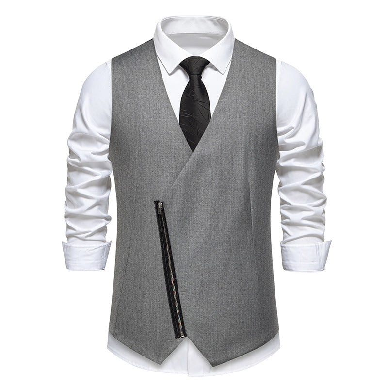 Herren elegante Anzugweste mit modernem Schnitt und praktischen Reißverschlüssen