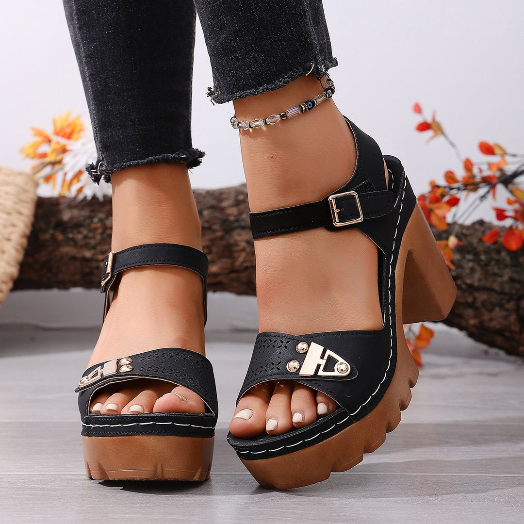 Damen Plateau-Sandalen mit modischem Riemendesign und komfortablem Fußbett R&B