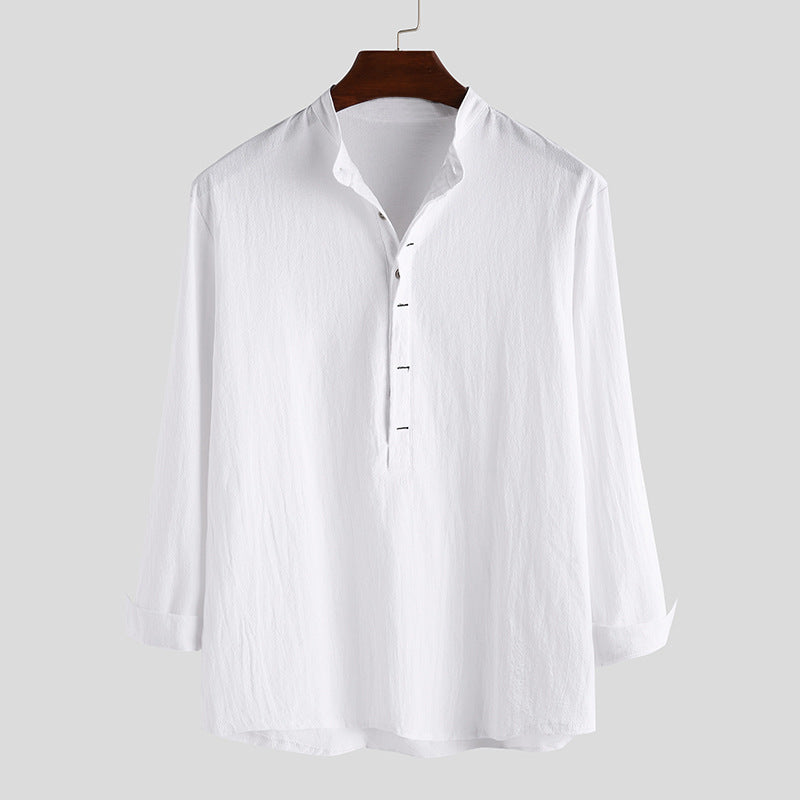 Herren Langarm-Henley-Hemd mit feinen Knopfdetails und lässigem Schnitt R&B