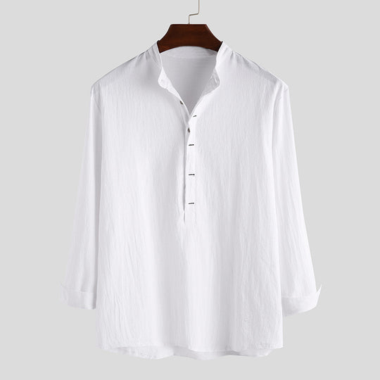 Herren Langarm-Henley-Hemd mit feinen Knopfdetails und lässigem Schnitt R&B