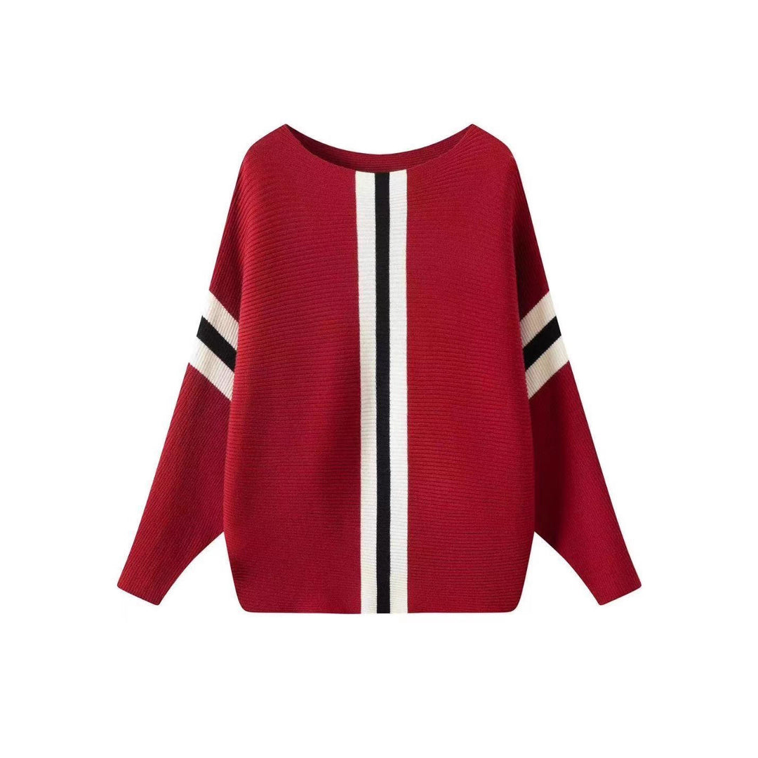 Damen Grobstrickpullover mit modernen Streifen R&B