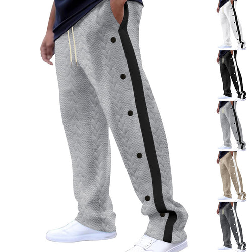Herren nan gesteppte Freizeithose mit durchgehender Druckknopfleiste und Kontraststreifen R&B