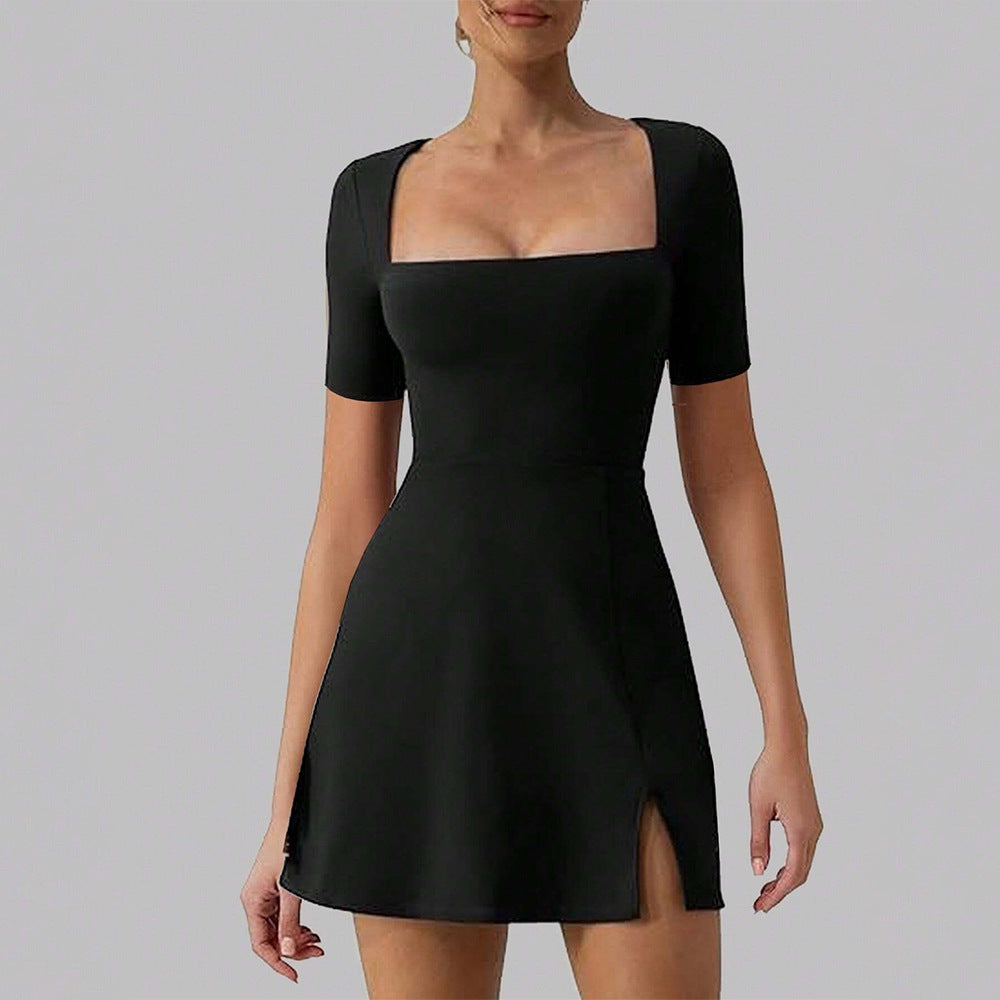 Damen Kurzkleid mit Quadrat-Ausschnitt und schwingendem Rock R&B