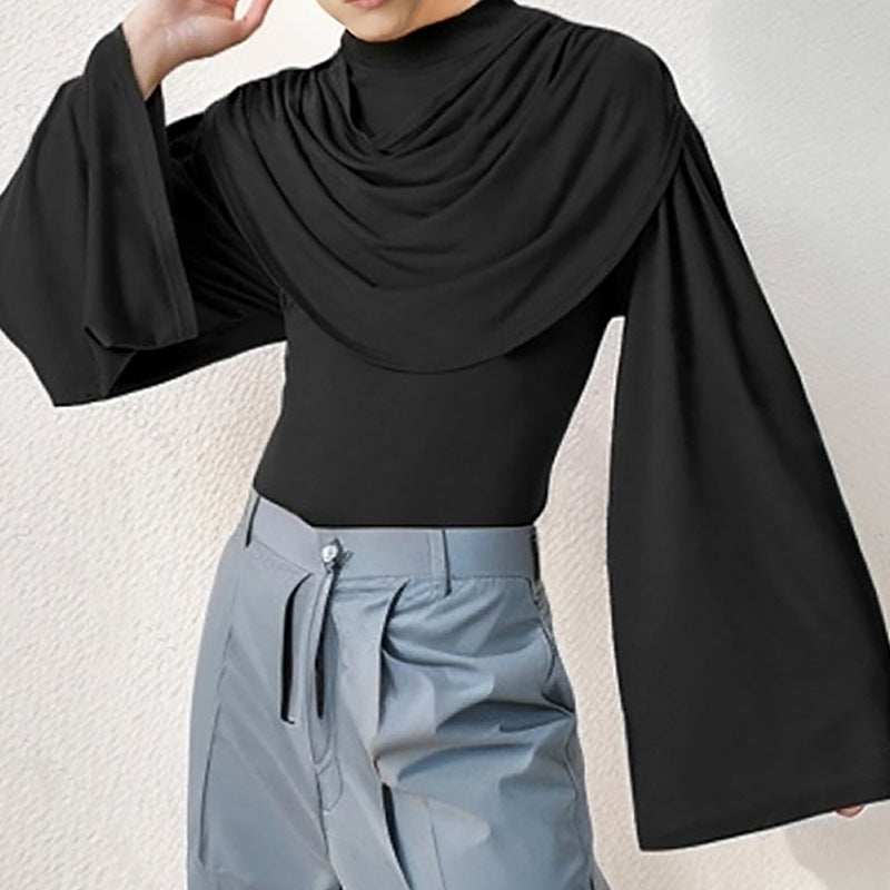 Damen Stilvolle Bluse mit Drapierung und weitem Arm R&B