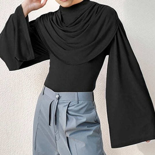 Damen Stilvolle Bluse mit Drapierung und weitem Arm R&B