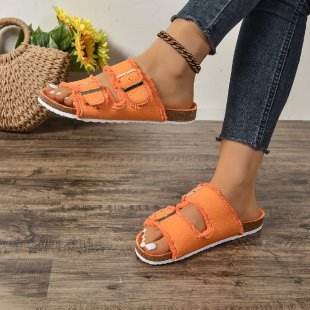 Damen komfortable Zehentrenner-Sandalen mit verstellbaren Riemen R&B