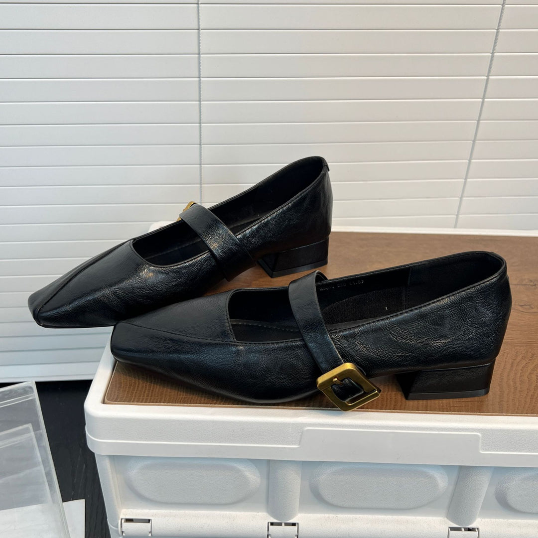 Damen elegante Ballerinas mit modischem Riemen und geschmackvoller Schnalle R&B